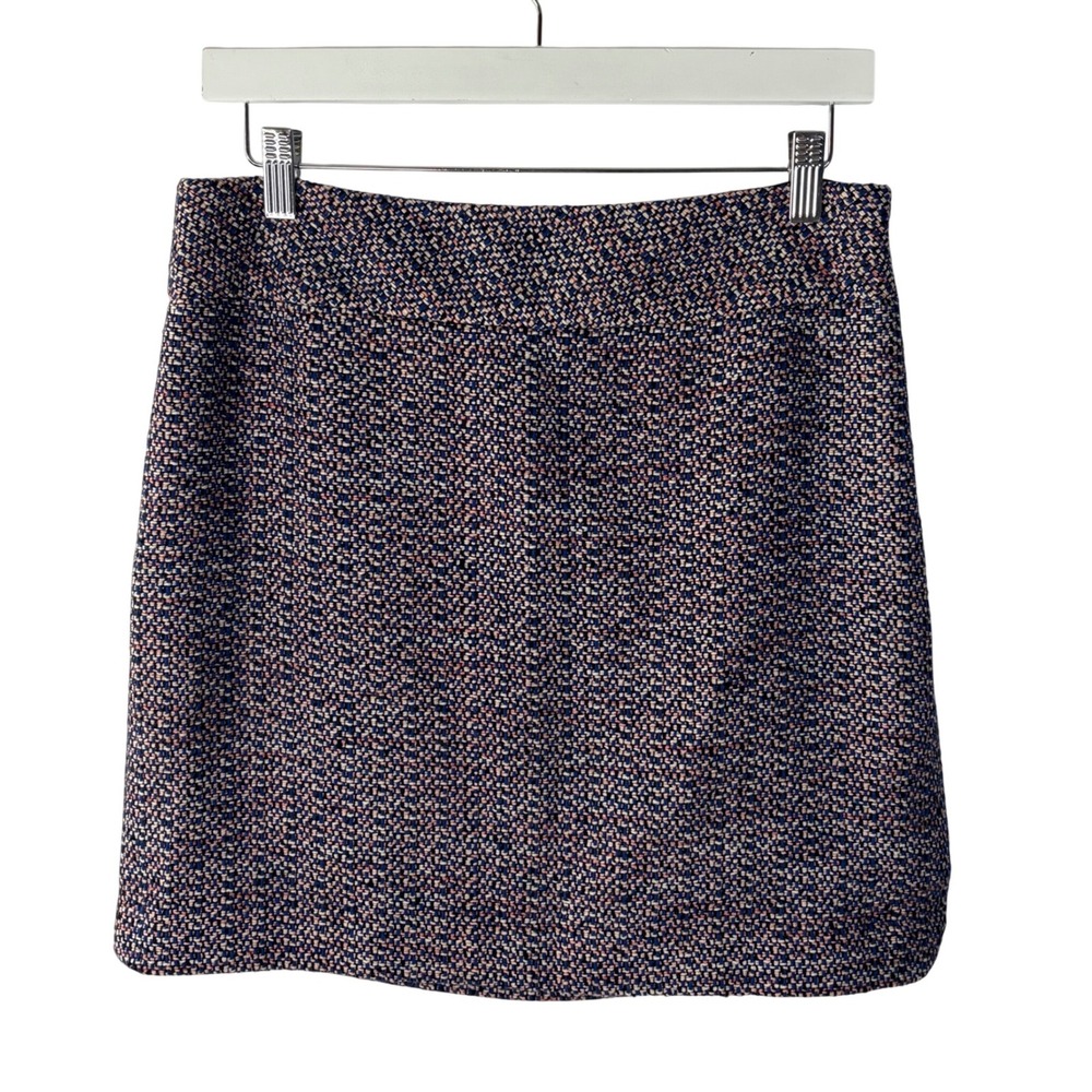Ann Taylor LOFT Womens Tweed Mini Skirt Navy Blue Pinkā Woven A-Line Size 6